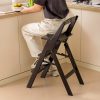 1pc Black All-Bamboo Bar Stool, Bar Counter Dining High Stool with Backrest, Folding Chair, No Assembly Required, Patio Outdoor Garden Step Stool, Household Three-Step Step Stool, Climbing Ladder, Suitable for Garden/Office/Library/Kitchen/Cafe