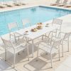 HARAISEDK Patio Dining Chairs Set Of 4/6 Stackable Ergonomic Rattan Armchairs All Weather Powder Coated Metal Frame Garden, Balcony, Poolside White/Gray