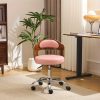 product-fancy-4640efc4-1e9b-4da1-bfd1-44880edbb2f5 Bonnlo Adjustable Height Home Office Chair - Armless Swivel Desk Chair with Manual Height Adjustment, Curved Walnut-like Backrest, White & 5-Star Base-Like Stability (No Wheels) for Small Spaces, Study, Computer Desk - Space