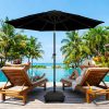 [9ft Polyester Patio Umbrella] 9ft Polyester Patio Umbrella with Base | Outdoor Market Umbrella with Ventilation, Suitable for Pool, Garden, Backyard, Deck, Christmas & Halloween