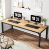 product-fancy-46f38f54-5ea7-4a7c-bb93-b5836d86a5e0 78.7" Extra Long Wooden Computer Desk for 2 People - Dual Workstation with Sturdy Metal Legs, Engineered Wood & Natural & Black Finish, Spacious Home Office Desk, Study Writing Table, Easy Assembly, Office Desk Supplies And Accessories, Collaborative Workspace, Contemporary Design, Durable Construction