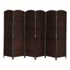 [Folding Rattan Room Divider] 6-Panel Folding Rattan Room Divider, 70.87'' H Folding Space Separator Partition Wall Dividers, Freestanding Hinged Privacy Screen