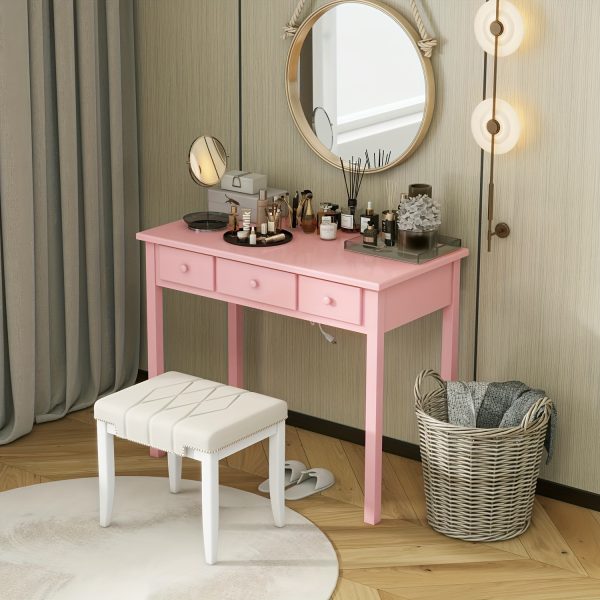 product-fancy-46fcc571-1228-48b4-8b96-7a3e2f93abda Modern 40-Inch Pink Writing Desk Featuring a Hutch And Five Drawers, Ideal for a for home Office Or As a Compact Vanity in The Bedroom