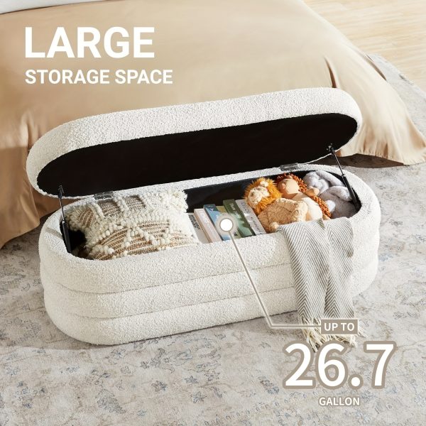 product-fancy-470affa5-83a7-4355-ae65-b35dec457820 Storage Ottoman Bench 49.2 Inch Upholstered Fabric Storage Bench for Bedroom End of Bed Aesthetic Large Oval Storage Ottoman for Living Room Entryway
