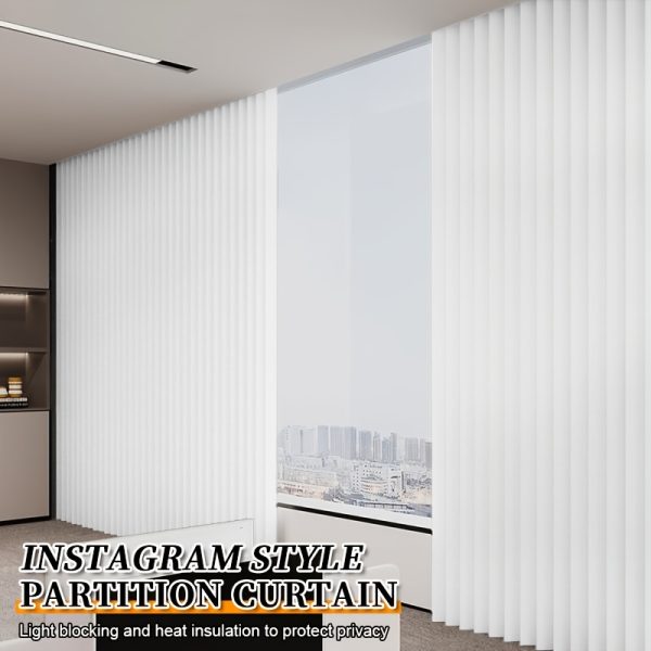 1pc Foldable Room Divider Curtain, Space-Saving Folding Privacy Screen with Hooks, Light-Blocking Polyester Curtain Suitable for Living Room, Bedroom, Kitchen- Modern Home Decoration Divider, Foldable Design, Easy Installation, Durable Fabric, S