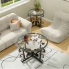 product-fancy-475c4d71-749e-4872-9997-e68900521412 3pcs Round Glass Coffee Table Set, Tempered Glass Top with Black Metal Frame, Modern Living Room Furniture Set with 1 Coffee Table & 2 End Tables for Apartment Small Spaces