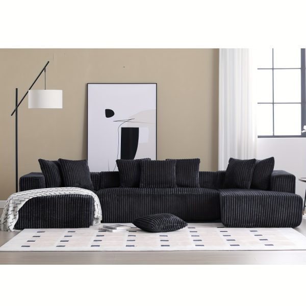 product-fancy-4760e33d-cba1-4d12-ae7b-2fc2c4412ac3 131'' Modular Sectional Couch, U-shaped Sofa, Chaise Lounge, Striped Fabric, Upholstered 4 Seater Couch for Living Room, Bedroom, Free Combination Sofa (Corduroy), Gray
