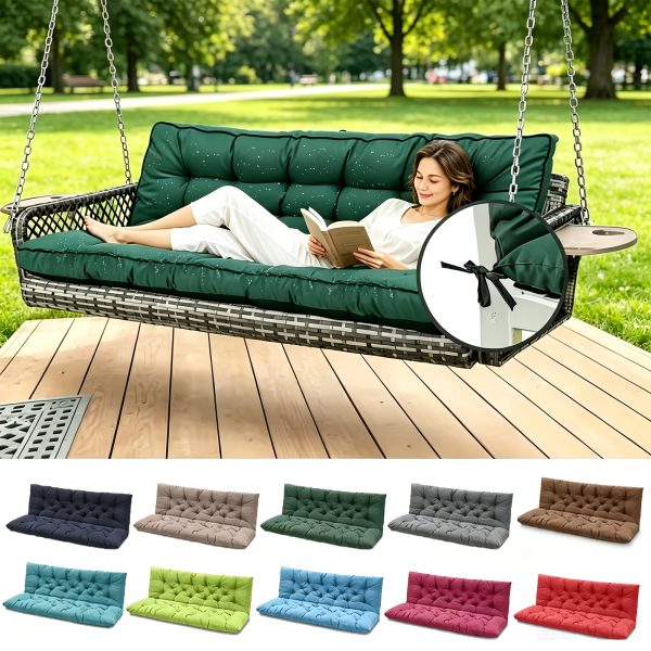 product-fancy-47c2a559-ecb7-4558-abef-bcf58e868ccd 3-Seater Waterproof Outdoor Porch Swing Cushion with Backrest - Suitable for Outdoor Furniture, Thick 5" Cushion, Machine Washable Suitable for Patio Bench, Garden Swing Chair, Backyard Cushions for Poolside and Deck
