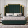 product-fancy-47d00688-fe8e-40f9-b11f-65da5b5cad01 LUXOAK Modern Upholstered Bed Frame with 65" Headboard, Golden Plating Trim, Platform Design - No Box Spring Needed