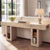 OMCHOM 70.9" Long Console Table with Storage Shelves, Modern Oval Entryway Table, Thick Heavy Duty Narrow Sofa Table with Storage, Accent Table for Behind Couch Living Room Hallway Foyer, Natural Wood