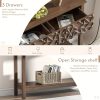 product-fancy-47f1baaa-c6a5-4988-ad04-19e048910bf4 Kinder King 51 Inch Modern Console Table Farmhouse Entryway Table with 3 Drawers Narrow Wood Entry Way Table with Open Storage Shelf Long Sofa Table Behind Couch for Hallway, Foyer, Living Room, Walnut
