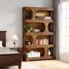 product-fancy-4817df4a-e7d5-4580-8f07-effff5fd0836 71-inch Tall 4-Tier Solid Hardwood Bookcase with Storage Shelves - Modern Freestanding Bookshelf, Natural Wood & / Painted Shelves, Sturdy Floor-Standing Design for Living Room, Bedroom, Home Office - Easy Assembly Required