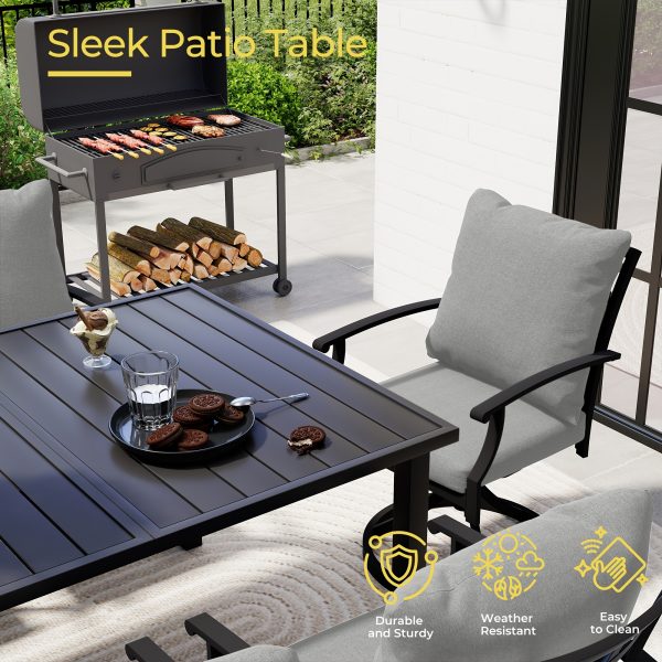 9pcs Outdoor Dining Set - Patio Dining Set for 8. Includes 1 Rectangular Table, 8 Dining Chairs with Cushions, for Lawn, Garden