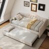 product-fancy-485a965a-0502-4bbc-ae7a-ae8ea2df6310 79.5" Tufted Linen Upholstered Daybed with Trundle Frame No Box Spring Needed for Living Room Bedroom