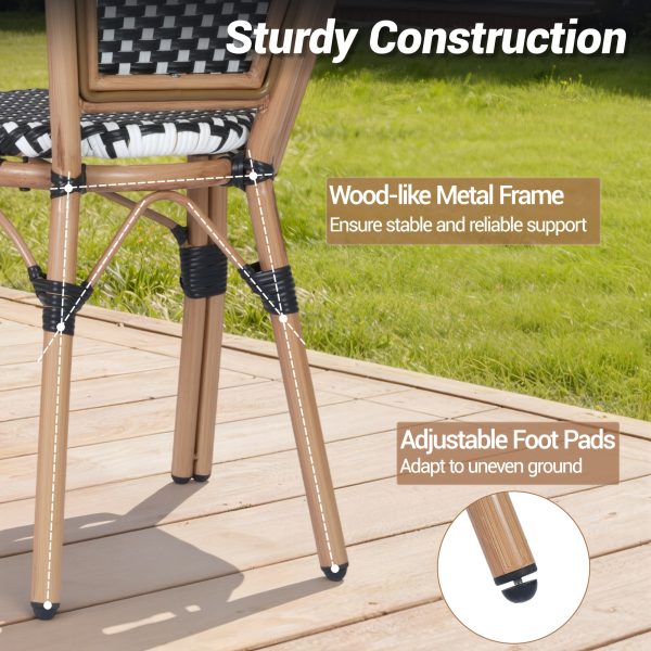 product-fancy-488034ae-478a-454c-9945-6333c2cfbfca French Bistro Chairs Set Of 2, Hand-Woven PE Rattan Outdoor Arm Dining Chairs with Metal Frame for Garden Balcony