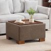 product-fancy-489188f3-6951-4add-a0bb-4ff8164f1dd6 24" Square Ottoman Coffee Table With Storage, Fabric Ottomans With Tray And Solid Wood Legs For Living Room, Bedroom And Apartments, Small Modern Ottoman Tea Table With Lift-Off Lid