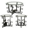 product-fancy-489f86cd-050b-4289-804e-b76edbd8294e 3pcs Round Glass Coffee Table Set, Tempered Glass Top with Black Metal Frame, Modern Living Room Furniture Set with 1 Coffee Table & 2 End Tables for Apartment Small Spaces