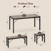 product-fancy-48a312f8-6411-481b-bac6-0e30ec9b0c99 Non-Folding 5pcs Indoor & Outdoor Dining Table Set, 6 Seater Patio Kitchen Table with 2 Benches & 2 Stools, Industrial Space-Saving Set for Picnic, Camping, Backyard