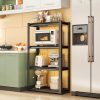 product-fancy-48af9307-268c-4f4d-8500-8a6960521259 5-Tier Heavy-Duty Adjustable Kitchen Storage Shelf with Modular Shelving System & -Standing Suitable for Kitchen Organizers, Garage Tools, Microwave Stand, Baker's Rack, Utility Shelves - Assembly, Space-Saving Unit