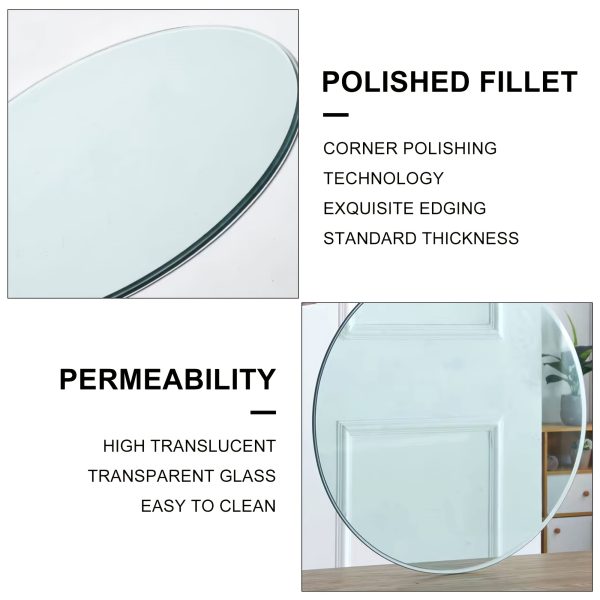 product-fancy-48b077f0-0bcc-4ddc-9e8e-fa26835fb75e A 42-Inch Round Glass Tabletop, Featuring 0.37-Inch Thick Tempered Glass with a Pencil Polished Edge, Serves As a Clear Replacement for Dining Tables, Coffee Tables, Office Desks, And Kitchen Tables. It Offers a Large, Durable