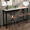 AESOME Counter Height Table Rectangle Sintered Stone Tabletop 47.2in Narrow Long Kitchen Dining Table 41.4in High Top Table Living Room Furniture, Sturdy Metal Frame