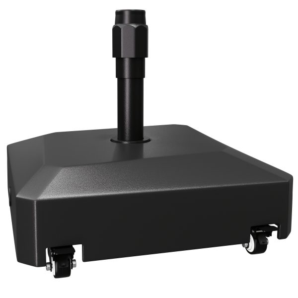 [Heavy-Duty Umbrella Base] 124lbs Heavy-Duty Mobile Umbrella Base with Wheels & Weighted Base Suitable for 1.3"-1.9" Poles, Powder-Coated Outdoor Umbrella Stand for Patio, Poolside, Deck, Garden, Stable Weighted Base for Market Table Umbrellas Holder