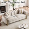 product-fancy-496073dc-bb46-4127-b04b-d2a6d083ebe3 Set of 2 67" 2-Seater/ 84.7" 3-Seater Chesterfield Sofas Luxury Velvet Couches Modern White And Golden Sofas for Living Room, Mid-Century Victorian Loveseats with Removable Cushions And 2 Toss Pillows And Golden Metal Legs
