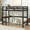 product-fancy-49780747-83c8-4049-8a44-b1e35eac844c BELLEMAVE Twin High Loft Bed, Rubber Wood Loft Bed with Safety Guardrail, Built-In Desk, Ladder, Espresso