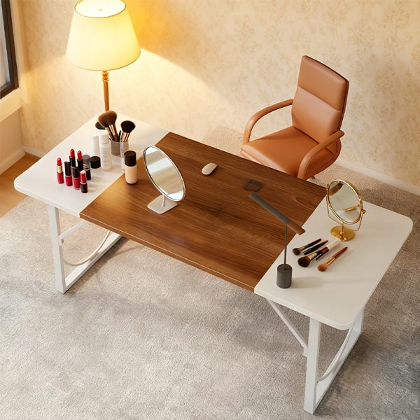 product-fancy-49846303-be63-464c-a8d6-e238040d5d89 Executive Office Desk 63 Inches with Headphone Hooks, Modern Workstation for PC Laptop, Vanity Table, Craft Table, Office Furniture, Unique Color Matching Design, Computer Desk for Small Spaces, for home Office Workspace Gaming Desk with Metal Frame