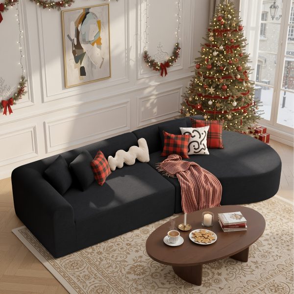 product-fancy-49d3847e-f034-4a08-8ad8-dd88fd246e66 116" Curved Sofa with Throw Pillows, 4-Seater Luxury Chenille Fabric with Fully Assembled Long Lounge Sofa, Living Room Curved Sectional Sofa Chaise Lounge