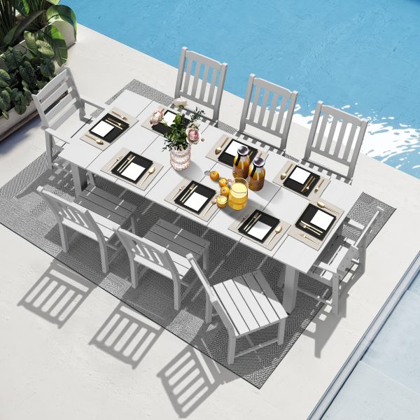 HDPE Plastic Wood Patio Table and Chair Set, Outdoor Garden Leisure Table and Chairs, Durable and Easy to Clean