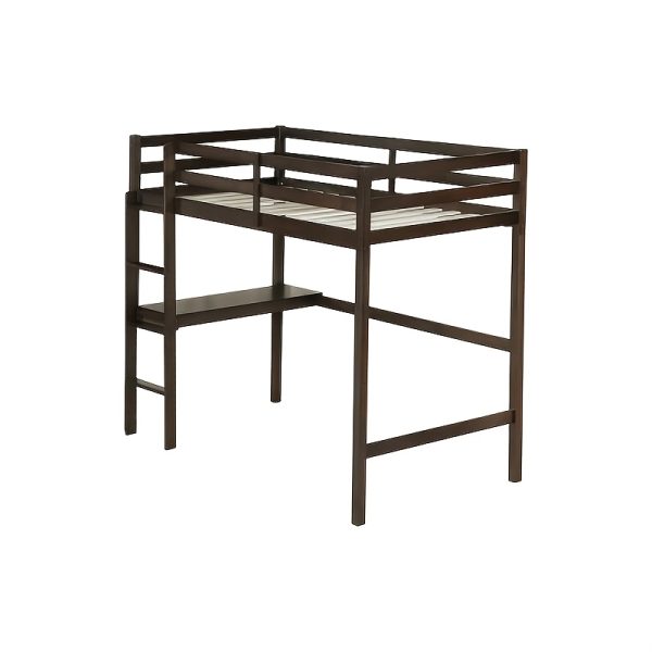 product-fancy-4a209406-aac5-46bb-980b-e442124f7700 BELLEMAVE Twin High Loft Bed, Rubber Wood Loft Bed with Safety Guardrail, Built-In Desk, Ladder, Espresso