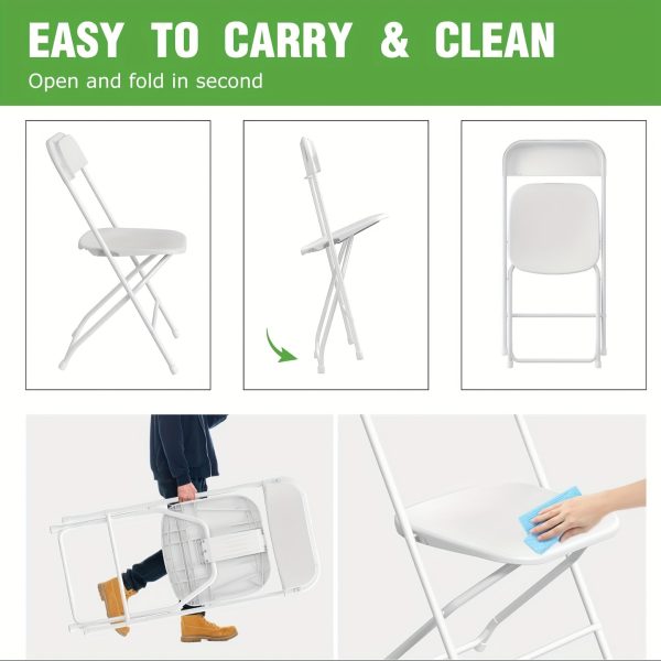 product-fancy-4a29151b-bff1-4632-bd23-2b1745ac9341 10/24/50 Pack White Folding Chairs – 350 Lbs Weight Capacity Reinforced Plastic Chairs, Steel Reinforced Frame, Commercial Grade Stackable Chairs, Suitable for Indoor And Outdoor, Weddings, Offices, Banquets, Restaurants, Parties