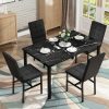 product-fancy-4a4b247b-353e-4f98-995d-118c88781cee LAMERGE 5pcs Of Dining Table Set, Dining Room Table Set Can Be Used By 4 People, Kitchen Table Set, 1 Artificial Anti-marble Pattern Table And 4 Metal Legs Chairs, Suitable for Living Room, Dining Room, Kitchen Furniture
