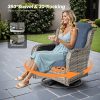 product-fancy-4a712321-8fb6-4f5e-9c22-8337bc70aabb 6pcs Outdoor Patio Furniture Set with Swivel Rocking Chairs, High Back Outdoor Sectional Sofa Sets with Side Table - Handwoven Rattan Outside Seating Sofa, Weather-Resistant Couch for Garden/Deck/Backyard/Decor
