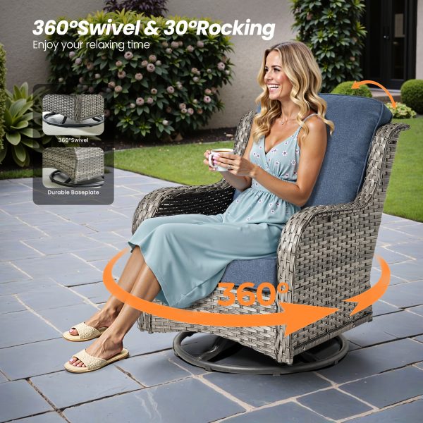 product-fancy-4a712321-8fb6-4f5e-9c22-8337bc70aabb 6pcs Outdoor Patio Furniture Set with Swivel Rocking Chairs, High Back Outdoor Sectional Sofa Sets with Side Table - Handwoven Rattan Outside Seating Sofa, Weather-Resistant Couch for Garden/Deck/Backyard/Decor