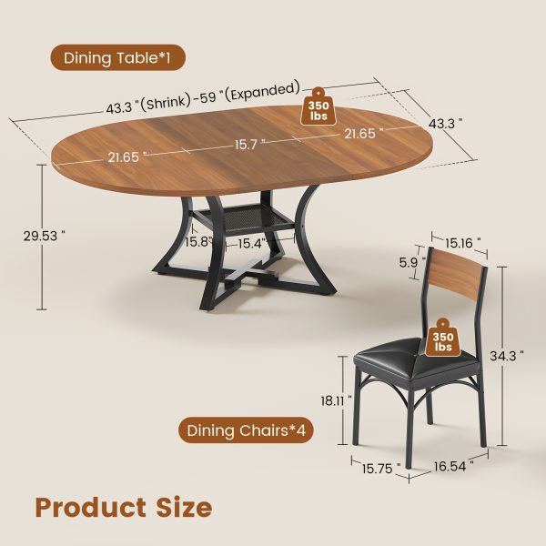 product-fancy-4a7e18eb-c998-48e6-8c9b-4ae6adbaf0d1 5pcs Kitchen Table Set with Round Extendable Dining Table for 4-6 Individuals, Ideal for Compact Dining Areas
