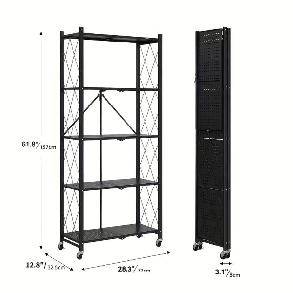 product-fancy-4ae877e5-c34d-4099-a5b9-c9ce6d4851c4 Office Bookshelf Shelving Unit, 3/4/5-Tier Unassembled Storage Rack, Equipped with Wheeled Multi-Layer Storage Shelves, Portable Floor-Standing Versatile Miscellaneous Storage Rack