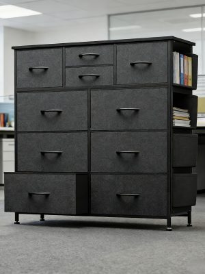 Storage Cabinet, Office File Cabinet, Large Capacity Multi-Layer Drawer And Side Storage, Side Bag, Metal Frame, Stable Storage Cabinet