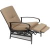 Patio Adjustable Lounge Chair, Waterproof Metal Chaise Longue With Blue Cushions, Perfect For Porch, Backyard, Pool Or Garden