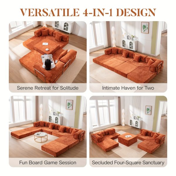 product-fancy-4b4b73fd-6bfd-44d0-91d9-06caaff11d26 KERDOM Chenille Oversized Sleeper Sofa Couch, 170 Inches Extra Long Convertible 3-4 Person Pull-Out Sofa Bed, Sectional Convertible Corner Sofa, Combination Spliced Block Sofa Side Table