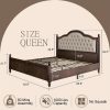 A Sturdy Wooden Bed Frame, Featuring a Stylish Platform Design with a Sophisticated 52.5" Upholstered Tufted Headboard, Merging Strength with Elegance