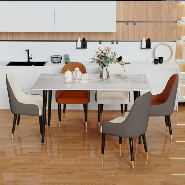 product-fancy-4b518973-064e-449f-8166-55bcc800611c AESOME 47.2" Dining Table - Rectangular 4-6 Seat Dinner Table With Marble Sintered Stone Table Top - Tapered Metal Legs For Dining Room Restaurant And Living Room Furniture
