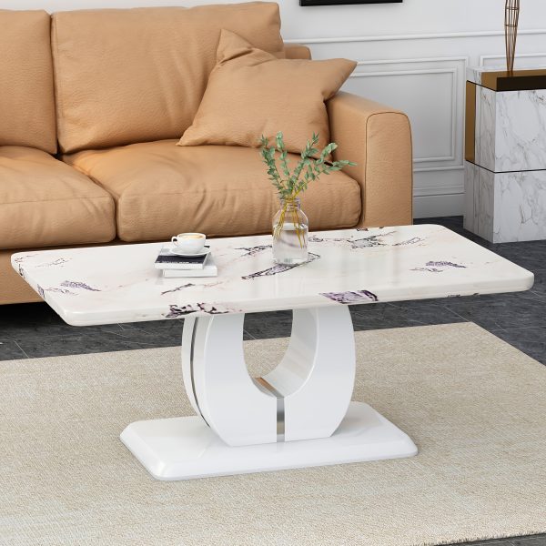 product-fancy-4b98ed9b-eada-43c6-91d1-d107b888f7c3 Contemporary Minimalist Rectangular Coffee Table Featuring a White Faux Marble Design, a Spacious And Adaptable Piece for The Living Room, Perfect As a Central Tea Table Or Accent Furniture, Ideal for Various Settings, And Easy to Assemble