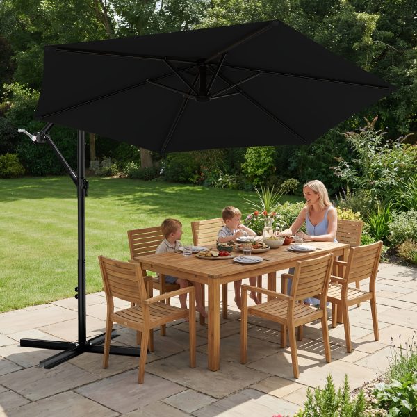product-fancy-4ba19294-f42e-42b6-b8f1-b9e2717671d9 10-Foot Cantilever Patio Umbrella Featuring an Infinite Tilt Mechanism, Offset Outdoor Umbrella with a Cross Base, Durable Crank Lift Market Umbrella Suitable for Yards, Gardens, And Decks (Weighted Base Sold Separately)