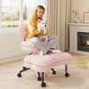 product-fancy-4bb1fd51-77d8-4846-bd55-8c91f6cfe5fa DURAYLOLY Ergonomic Cross Legged Chair, 360° Swivel Meditation Chair with Wheels, Height Adjustable Seat, Strong Lumbar Support, Home Office Furniture, Teddy Fabric
