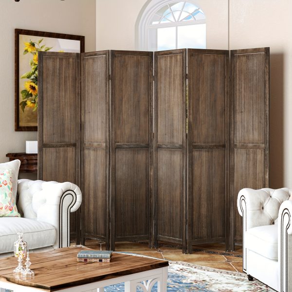 product-fancy-4be8f9aa-901f-4c02-b259-7a2731618244 4/6 Panels Room Divider Screen - 360° Adjustable Folding Panels, 91" Handcrafted Decorative Wooden Room Divider Screen, Freestanding Divider for Room Separation, Bedroom, Living Room & Patio, White/Brown