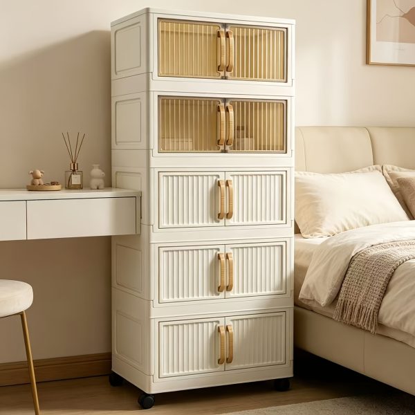 product-fancy-4beb6a70-4ce0-4cd7-80f9-0f352bd27011 A Five-story Ultra-large Capacity Cream-style Storage Cabinet with Compartments! Equipped with Wheels for Mobility, It Can Store All Clutter In Bedrooms, Living Rooms, And Bathrooms
