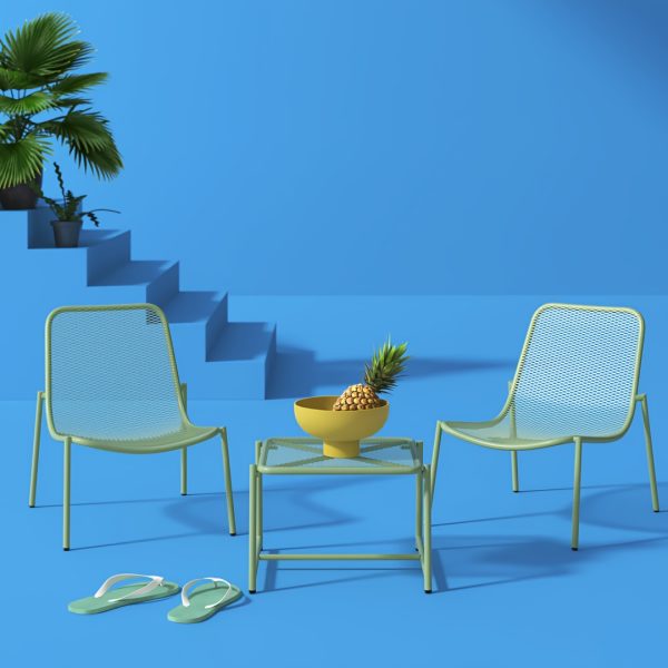 product-fancy-4c62b0d4-4e76-4ad9-ac0f-63a744edda8e 3pcs Set Of Wrought Iron Art Outdoor Coffee Tables And Chairs, Durable And Stable, Fashionable And Creative Party, Evening Party, Garden Leisure Chairs, Tropical Style Breathable Mesh Design