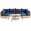 WENTUM 7pcs Outdoor Sectional Sofa Set, Boho Wicker Rattan Patio Furniture with Cushions And Table for Patio, Lawn, Backyard, Porch